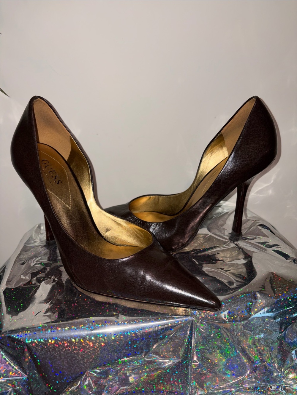 Guess Dark Brown Pointed Toe Stiletto Pumps - Picture 2 of 7